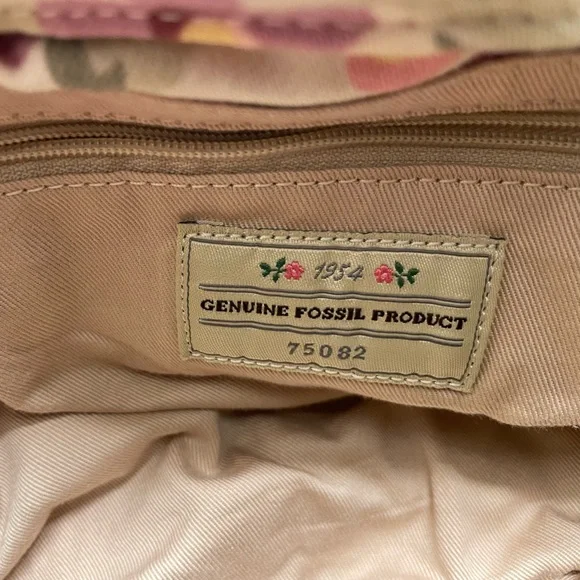 Fossil | Classic Floral Canvas Crossbody Shoulder Bag. Adjustable Straps. Pink - Picture 10 of 12